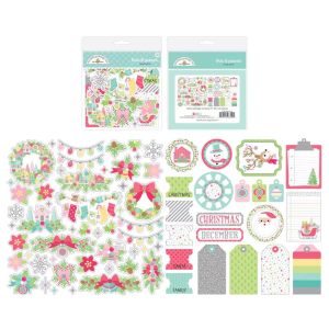 Doodlebug Design Tinsel Time Bits & Pieces Floral Die Cuts