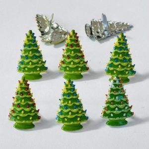 Eyelet Outlet Brads - Retro Christmas Trees