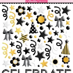 Bella Blvd Let's Celebrate! Puffy Stickers - Cheers