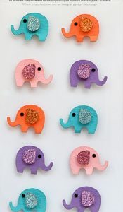 Little Birdie Mini Glitter Embellishments - Elephants