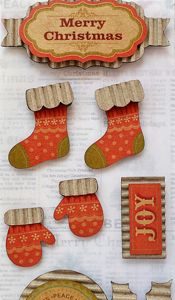 Little Birdie Christmas Sticker Embellishments 8/Pkg ~ Joy