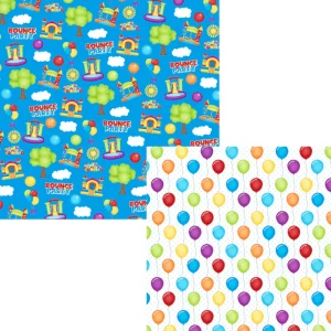 SSC Designs - Bounce House Collection - Bounce House & Balloons - 12 x 12 Double Sided Scrapbook Paper