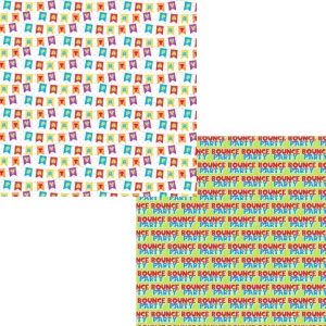 SSC Designs - Bounce House Collection - Party Flags - 12 x 12 Double Sided Scrapbook Paper