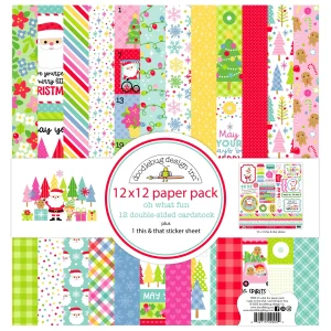 Doodlebug Design - Oh What Fun 12 x 12 Paper Pack - Plus This & That Sticker Sheet
