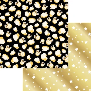 SSC Designs - Movie Time Collection - Hot Buttered Popcorn - 12 x 12 Double Sided Scrapbook Paper