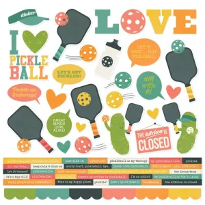 Simple Stories - Pickleball Collection - 12 x 12 Cardstock Stickers