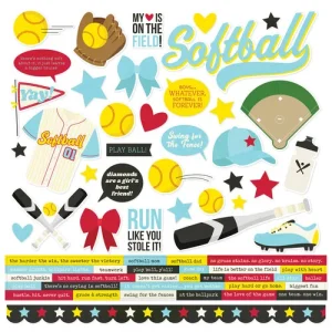 Simple Stories - Softball Collection - 12 x 12 Cardstock Stickers