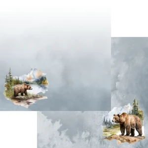 SSC Designs - Watercolor Wildlife Collection Brown Bear #2 - 12 x 12 Double Sided Scrapbook Paper