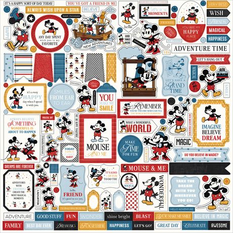 Echo Park Elements 12 x 12 Cardstock Stickers – Mouse & Me