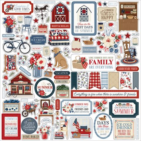 Carta Bella Elements 12 x 12 Cardstock Stickers – Americana Summer