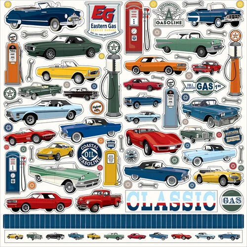 Carta Bella – Cars Collection – 12 x 12 Cardstock Stickers – Elements
