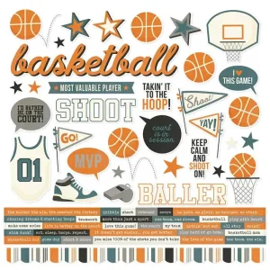 Simple Stories - 12 x 12 Cardstock Stickers - Basketball