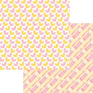 SSC Designs - Bathtub Time Girl Collection - 12 x 12 Double-Sided - Rubber Duckies
