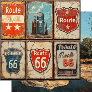SSC Designs - Road Trip Route 66 Collection - 12 x 12 Pit Stop Postcards - Double-Sided