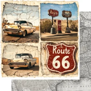 SSC Designs - Road Trip Route 66 Collection -  12 x 12 Double-Sided - Route 66 Roadmap