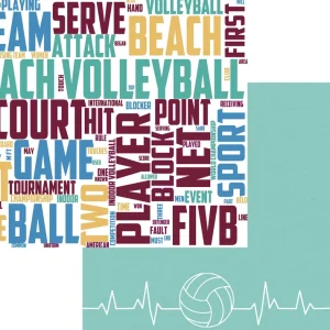 SSC Designs - Sports Beat Collection - 12 x 12 Double-Sided - Volleyball Heartbeat